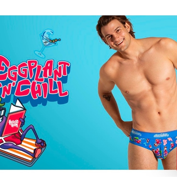 Aussiebum Eggplant Chillin’ Briefs Bright Blue L34-35” - Picture 4 of 4